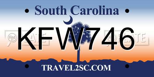 KFW746 South Carolina License Plate