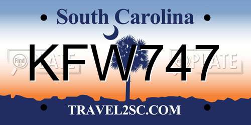KFW747 South Carolina License Plate