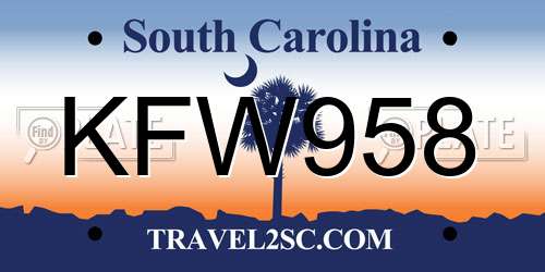KFW958 South Carolina License Plate