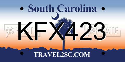 KFX423 South Carolina License Plate