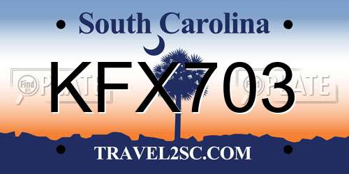 KFX703 South Carolina License Plate