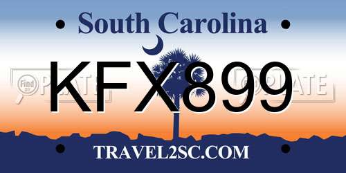 KFX899 South Carolina License Plate