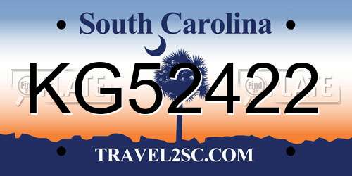 KG52422 South Carolina License Plate