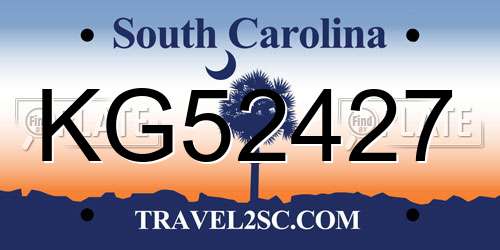 KG52427 South Carolina License Plate