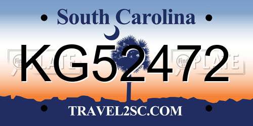 KG52472 South Carolina License Plate