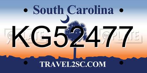 KG52477 South Carolina License Plate