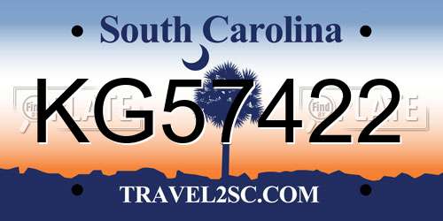 KG57422 South Carolina License Plate