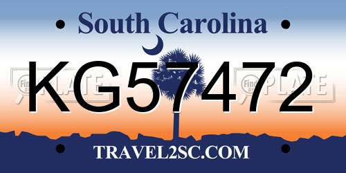 KG57472 South Carolina License Plate
