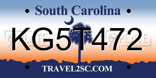 KG5T472 South Carolina License Plate