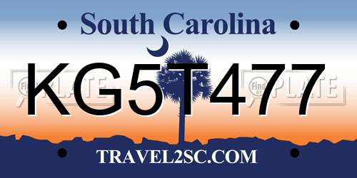 KG5T477 South Carolina License Plate