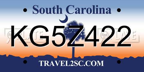 KG5Z422 South Carolina License Plate