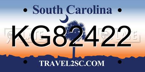 KG82422 South Carolina License Plate
