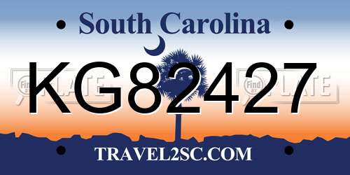 KG82427 South Carolina License Plate