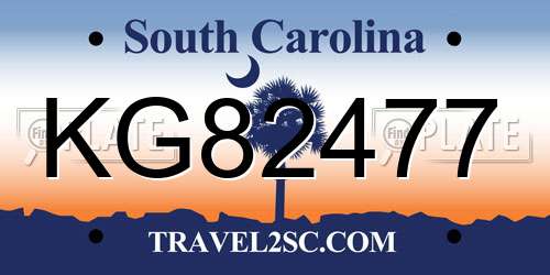 KG82477 South Carolina License Plate