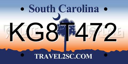 KG8T472 South Carolina License Plate