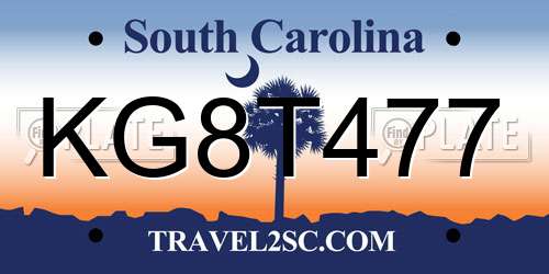 KG8T477 South Carolina License Plate