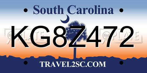 KG8Z472 South Carolina License Plate