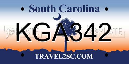 KGA342 South Carolina License Plate