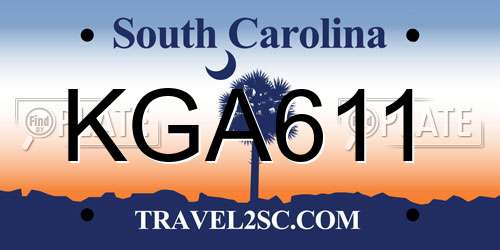 KGA611 South Carolina License Plate