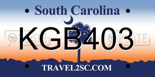KGB403 South Carolina License Plate
