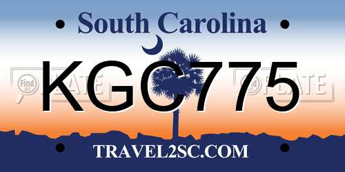 KGC775 South Carolina License Plate