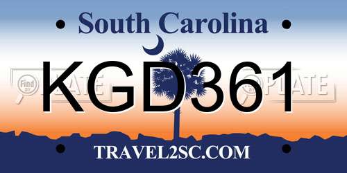 KGD361 South Carolina License Plate