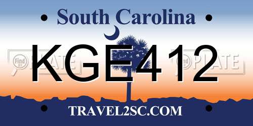 KGE412 South Carolina License Plate