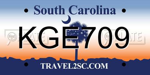 KGE709 South Carolina License Plate