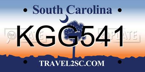 KGG541 South Carolina License Plate