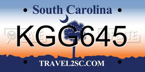 KGG645 South Carolina License Plate