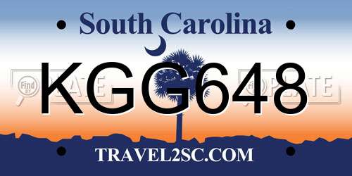 KGG648 South Carolina License Plate