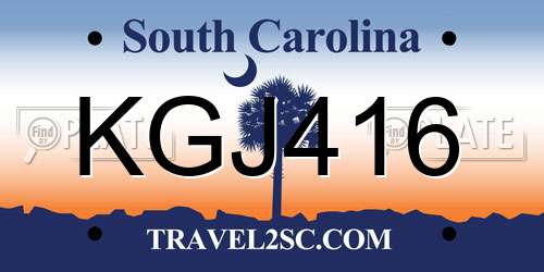 KGJ416 South Carolina License Plate