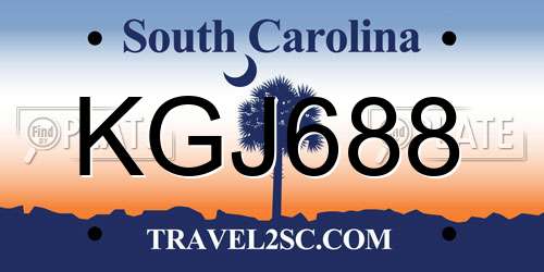 KGJ688 South Carolina License Plate