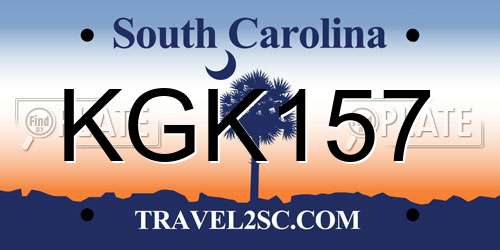 KGK157 South Carolina License Plate