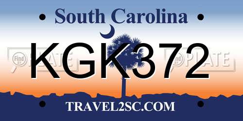 KGK372 South Carolina License Plate