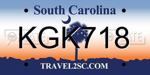 KGK718 South Carolina License Plate