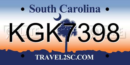 KGK7398 South Carolina License Plate
