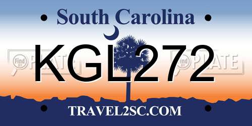 KGL272 South Carolina License Plate