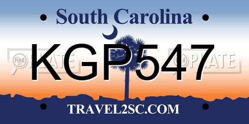 KGP547 South Carolina License Plate
