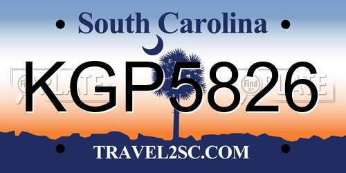 KGP5826 South Carolina License Plate