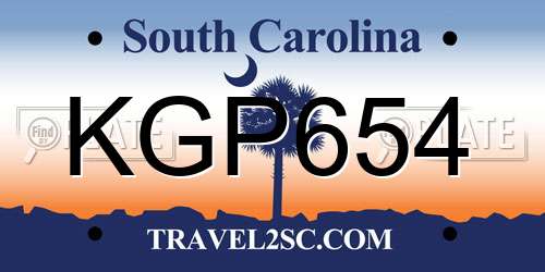 KGP654 South Carolina License Plate