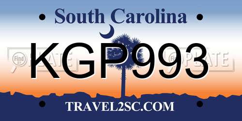 KGP993 South Carolina License Plate