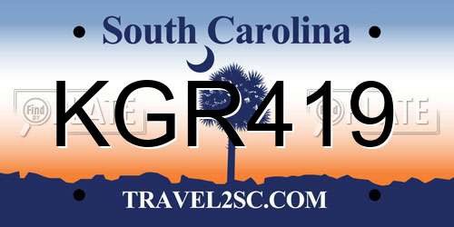 KGR419 South Carolina License Plate