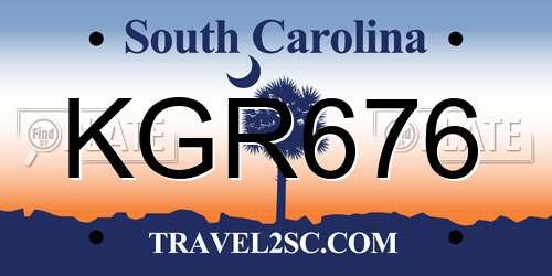 KGR676 South Carolina License Plate