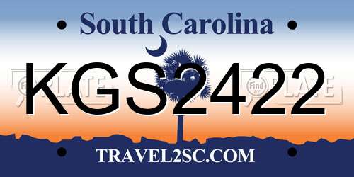KGS2422 South Carolina License Plate