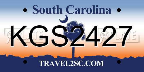 KGS2427 South Carolina License Plate