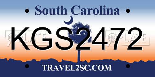 KGS2472 South Carolina License Plate