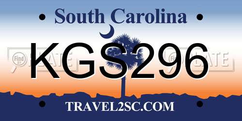 KGS296 South Carolina License Plate