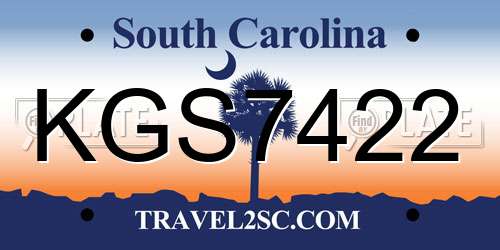 KGS7422 South Carolina License Plate