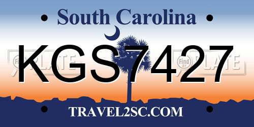 KGS7427 South Carolina License Plate